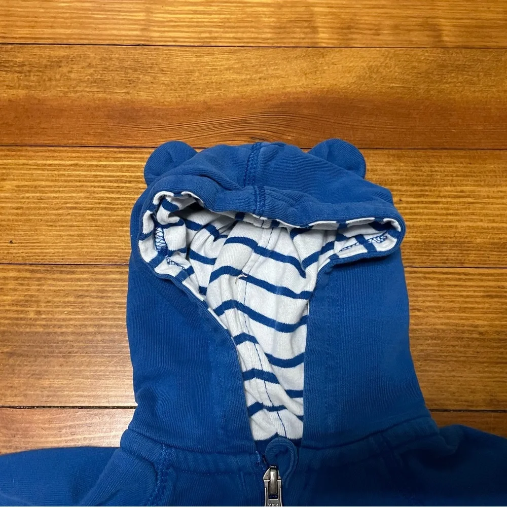 Hanna Andersson Blue Striped Tops & Blue Zip Hoodie Set Size 12-18 Months